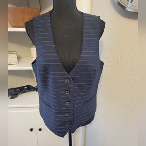Banana Republic Navy Suiting Vest Pinstriped Sz 10